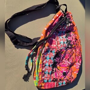 Volcom Jamon Jamon Floral Drawstring Backpack - Pink/Coral Boho